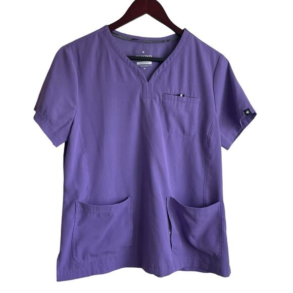 Beyond‎ Scrubs Women Top M Purple Medical Uniform Nurse Workwear Dental Casual - Picture 1 of 9